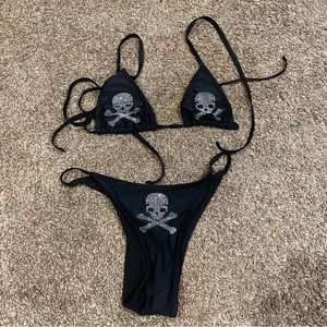 Skull Rhinestone Bikini Set